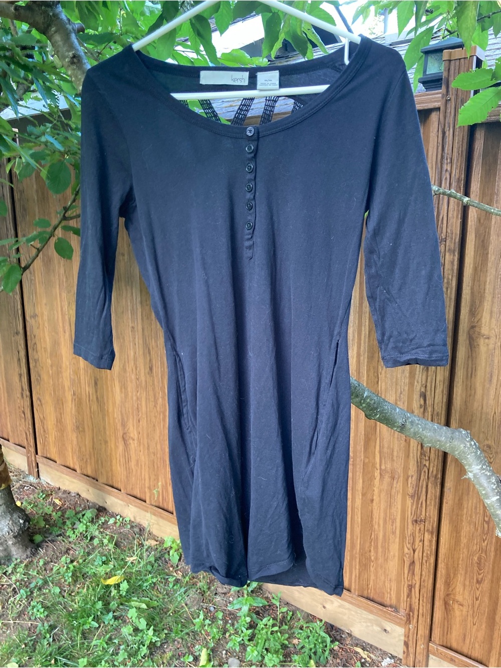 Kersh Black Button-Front Women’s Tunic